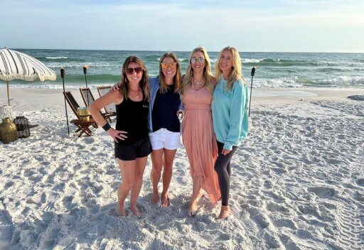 Katie Truax (SALTY beach set-ups and event planing), Ashley Curtin (Big Fish Bike and Beach Rentals), Trisha Henry (The Henry Haus), and Meaghan Easterhaus (Palm Folly Hard Seltzer)