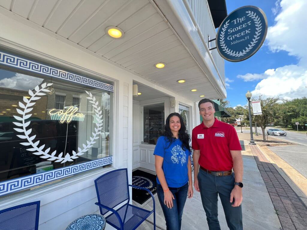 The Sweet Greek owner Melissa Simpson with her SBDC Consultant in Milton, Florida.